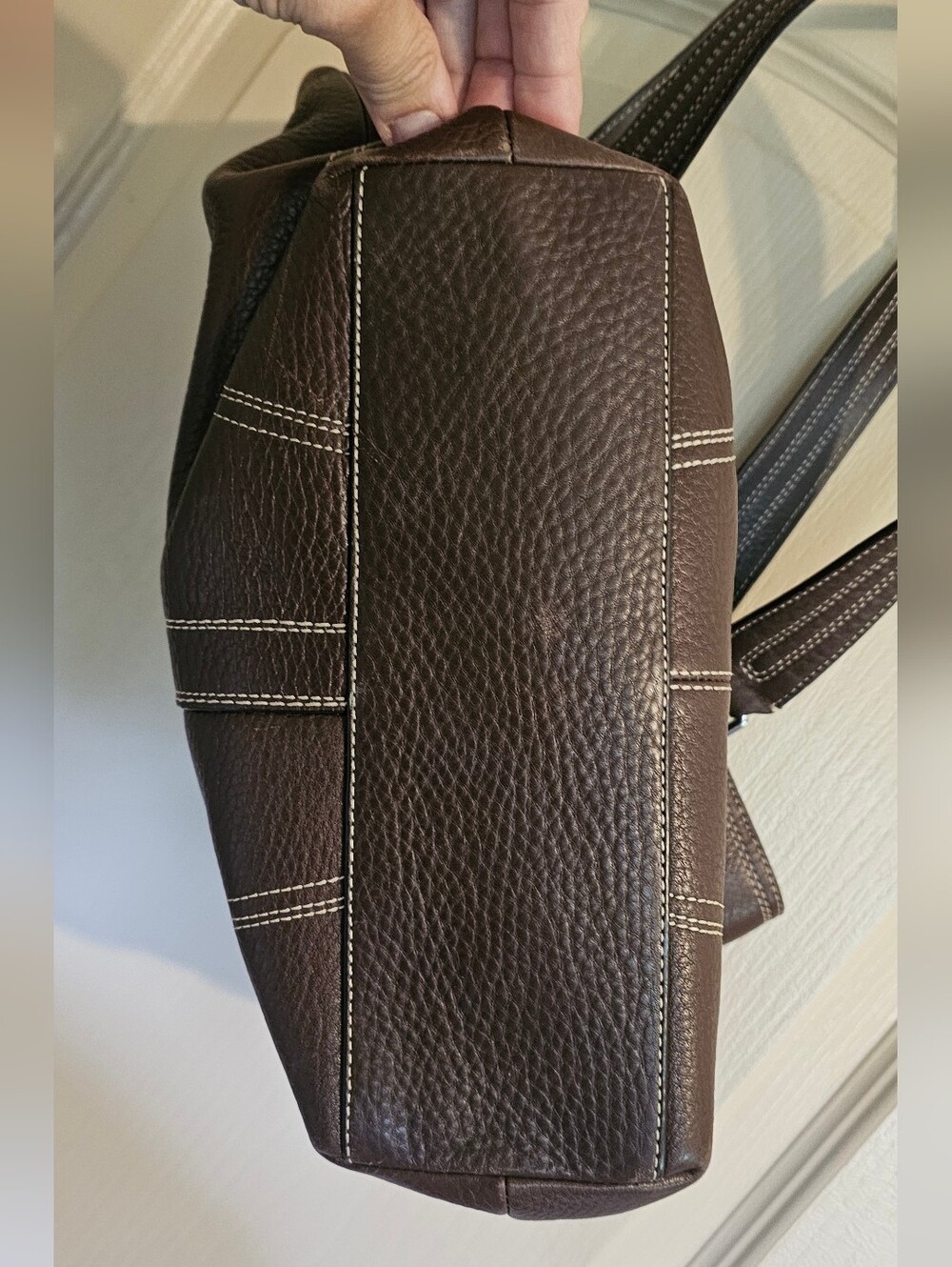Vintage Coach Hamilton Hampton Legacy Shoulder Tote Dark Brown Pebbled Leather - Picture 7 of 13